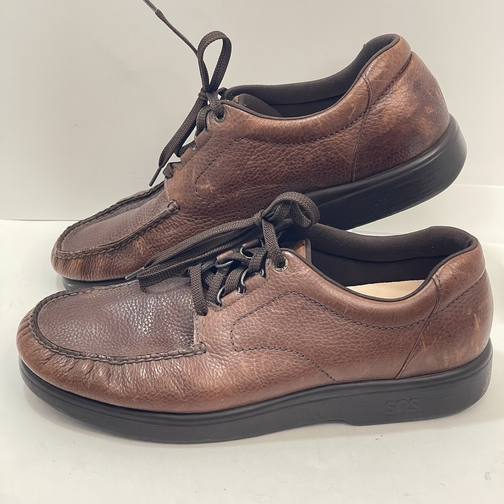 SAS Mens 13M Bout Time Lace Up Oxford Shoes Brown Leather Comfort Walk Sneakers